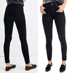 Madewell • Black Velvet Leopard Mid Rise Skinny
